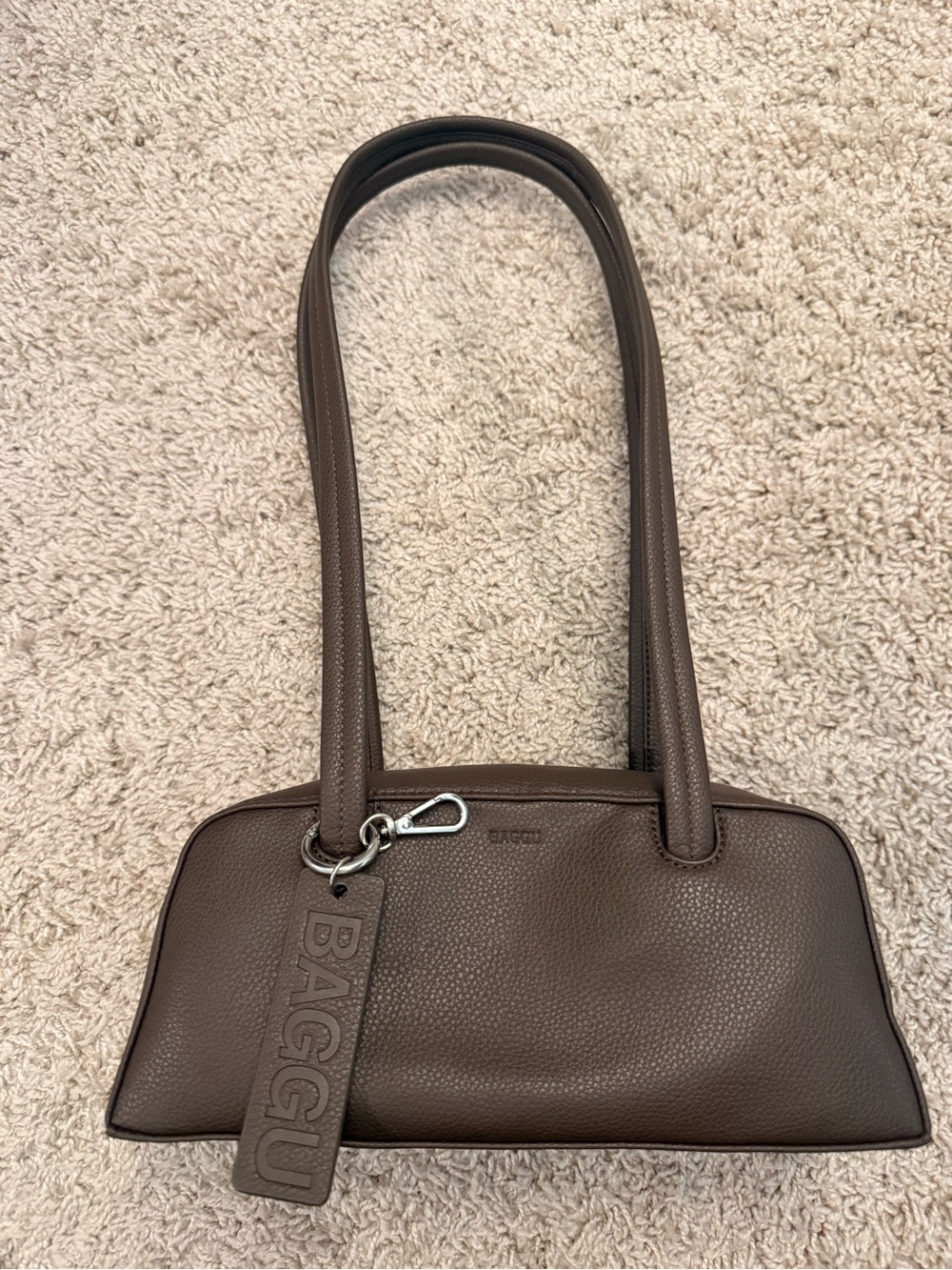 Baggu Small Brown Leather Shoulder Bag - Picture 1 of 9